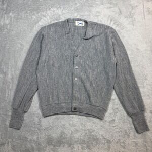 Vintage JCPenney The Fox Sweater Cardigan Mens M‎ Gray Orlon Acrylic Knit 80s